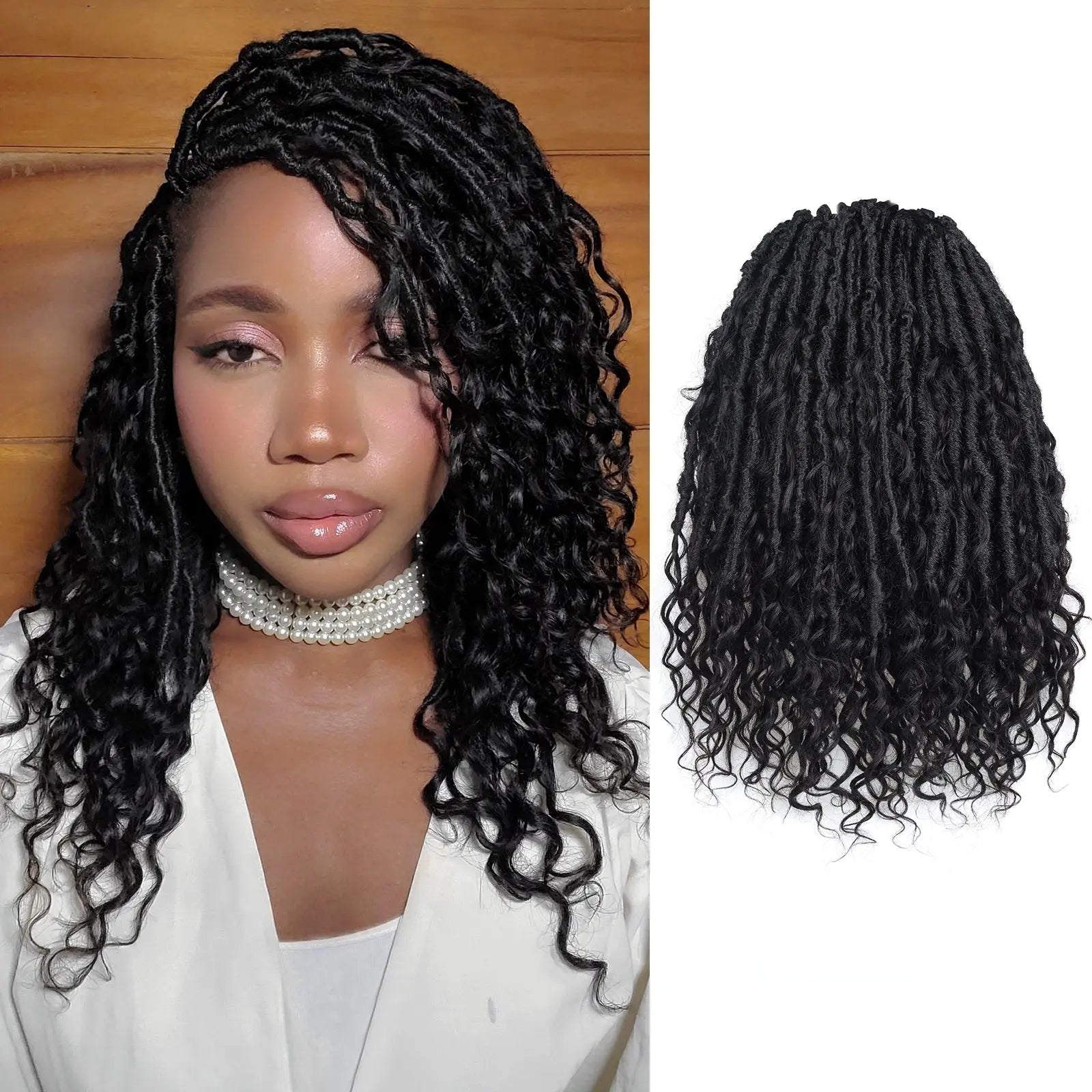 1 Pack PHLOCS | Toyotress® Updated Boho Locs Braiding Hair With Human Hair Curls Pre Looped Goddess Boho Dreadlocks Curly Full Ends Hair Extensions Toyotress